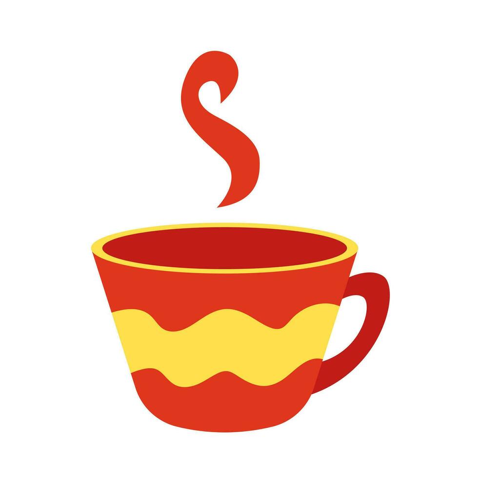 vettore tazza con caldo caffè piatto illustrazione