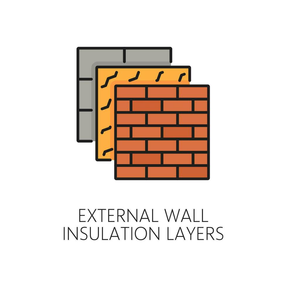 esterno parete termico isolamento strato vettore icona