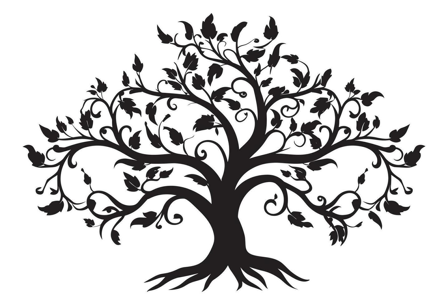 astratto vivace albero logo disegno, radice vettore, albero logo, albero di vita icona su bianca sfondo, parete arredamento, parete arte vettore