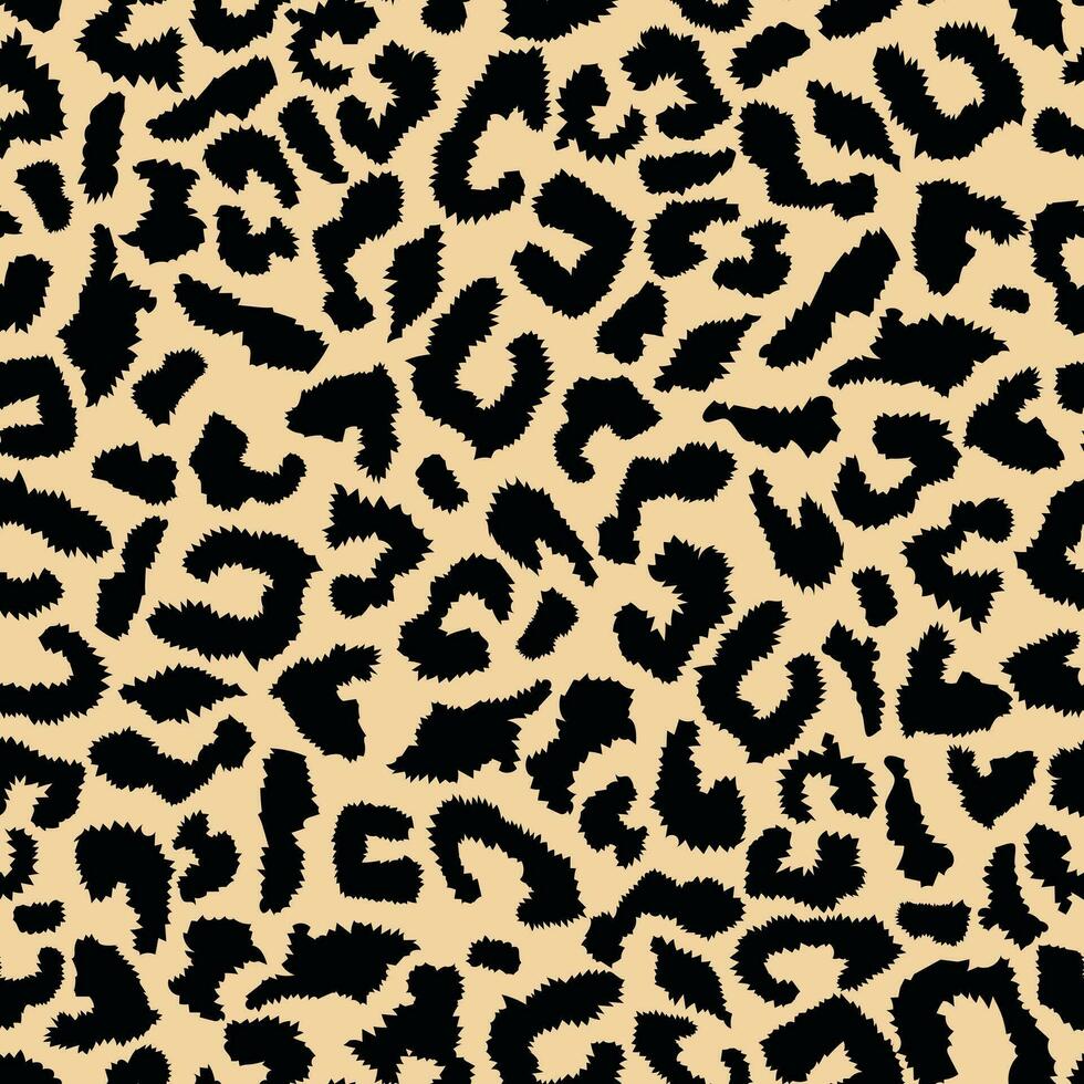 vettore senza soluzione di continuità leopardo modello, nero macchie su un' beige sfondo. alla moda sfondo per tessuto, carta, vestiario. animale modello.