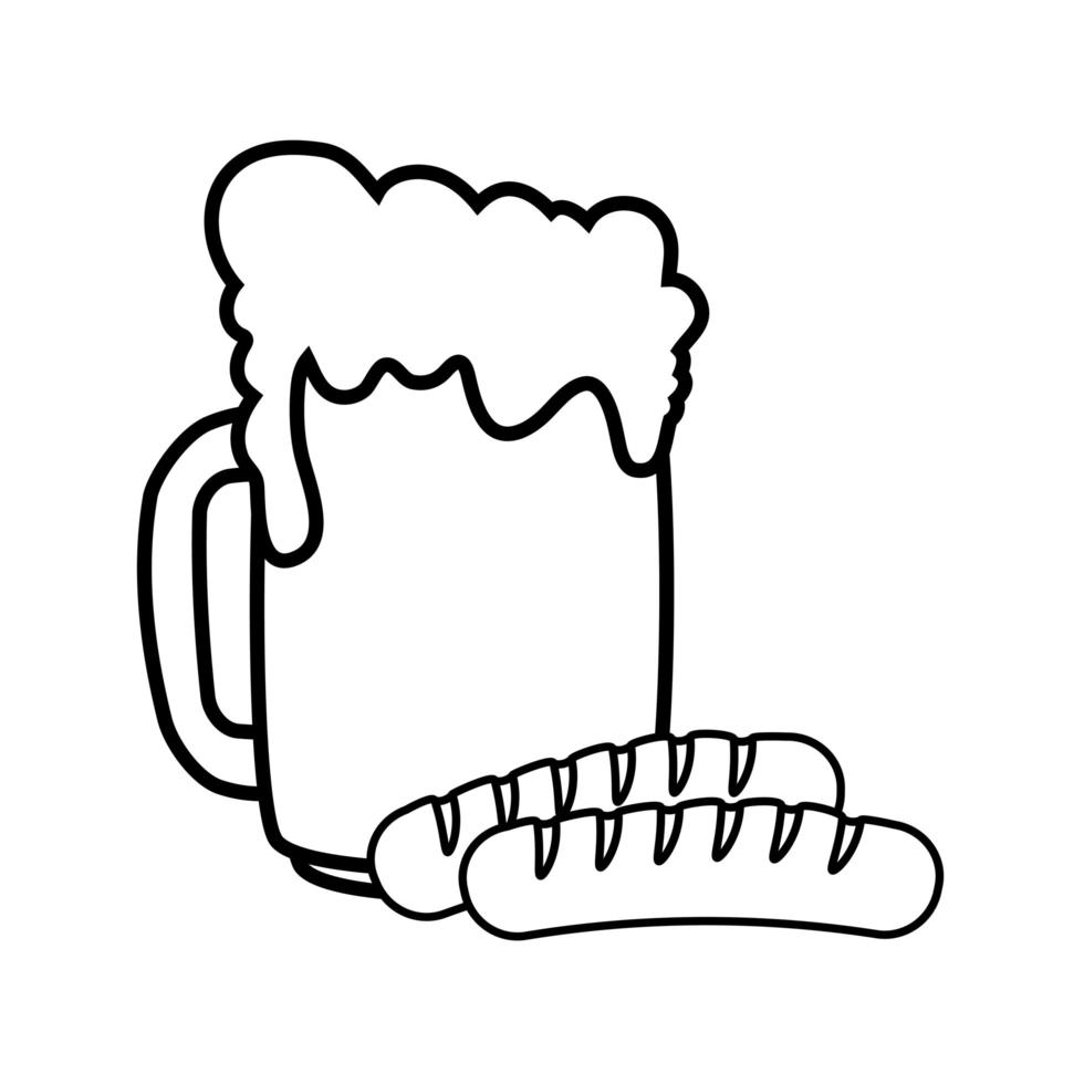 Oktoberfest birra e salsiccia disegno vettoriale