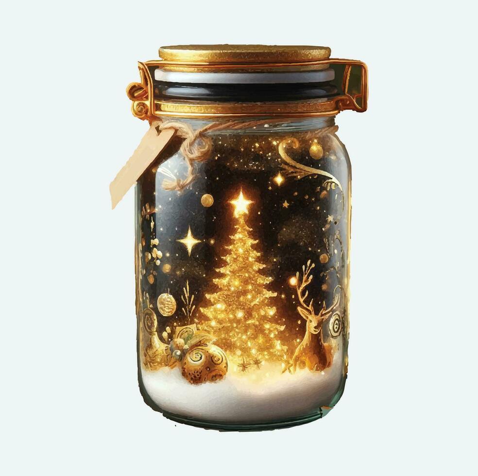 oro Magia Natale Visualizza nel vaso clipart vettore