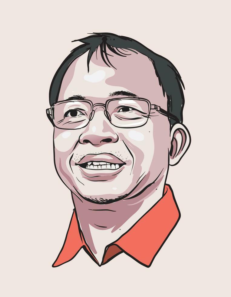 cartone animato illustrazione di io wayan Koster, balinese politico vettore