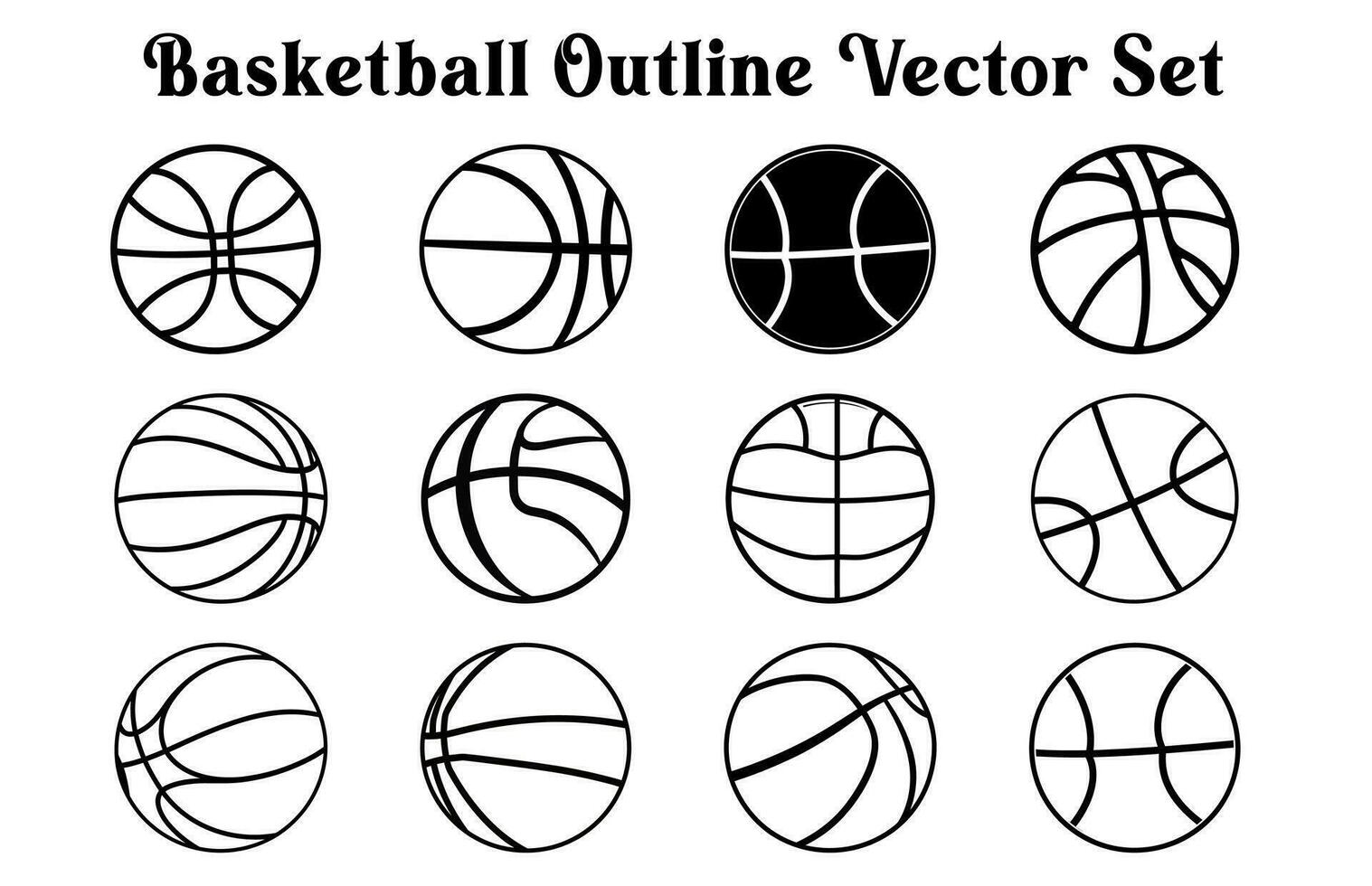 impostato di colorato pallacanestro vettore illustrazione, pallacanestro nero nold schema vettore fascio