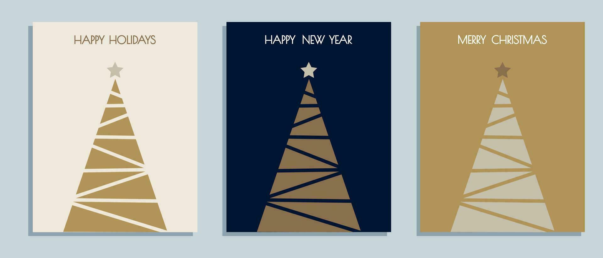 impostato di Natale carte con un' semplice geometrico illustrazione di un' Natale albero. vettore