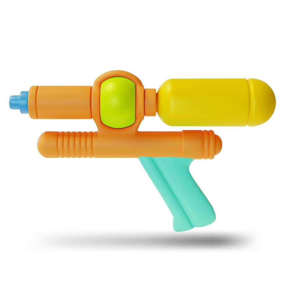 3d ragazzo giocattolo acqua pistola cartone animato stile. vettore