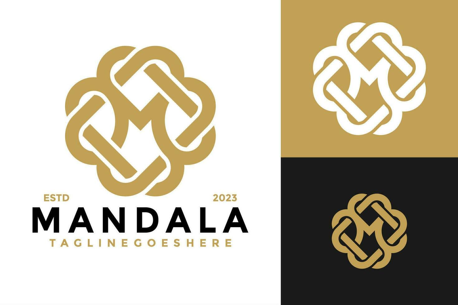 lettera m mandala logo design vettore simbolo icona illustrazione