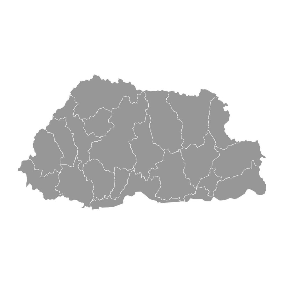 bhutan carta geografica con amministrativo divisioni. vettore
