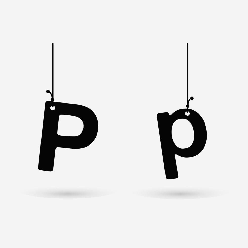 disegno astratto della lettera p appesa vettore