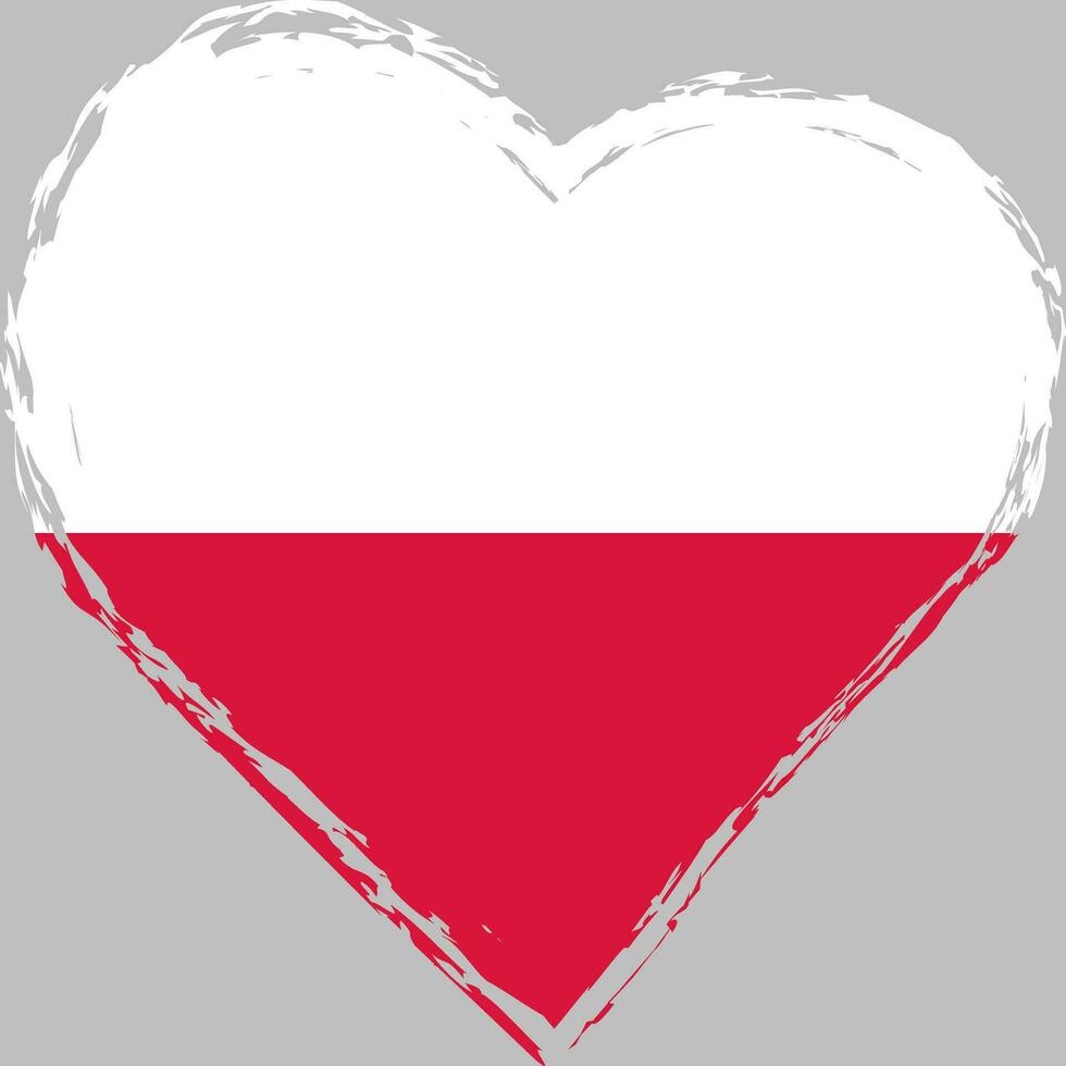 Polonia bandiera nel cuore forma grunge pennellata. polacco bandiera cuore. vettore spazzola ictus bandiera, simbolo.