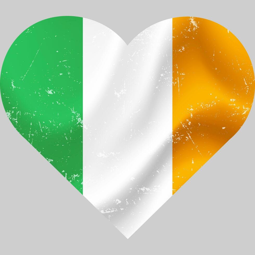 Irlanda bandiera nel cuore forma grunge Vintage ▾. irlandesi bandiera cuore. vettore bandiera, simbolo.