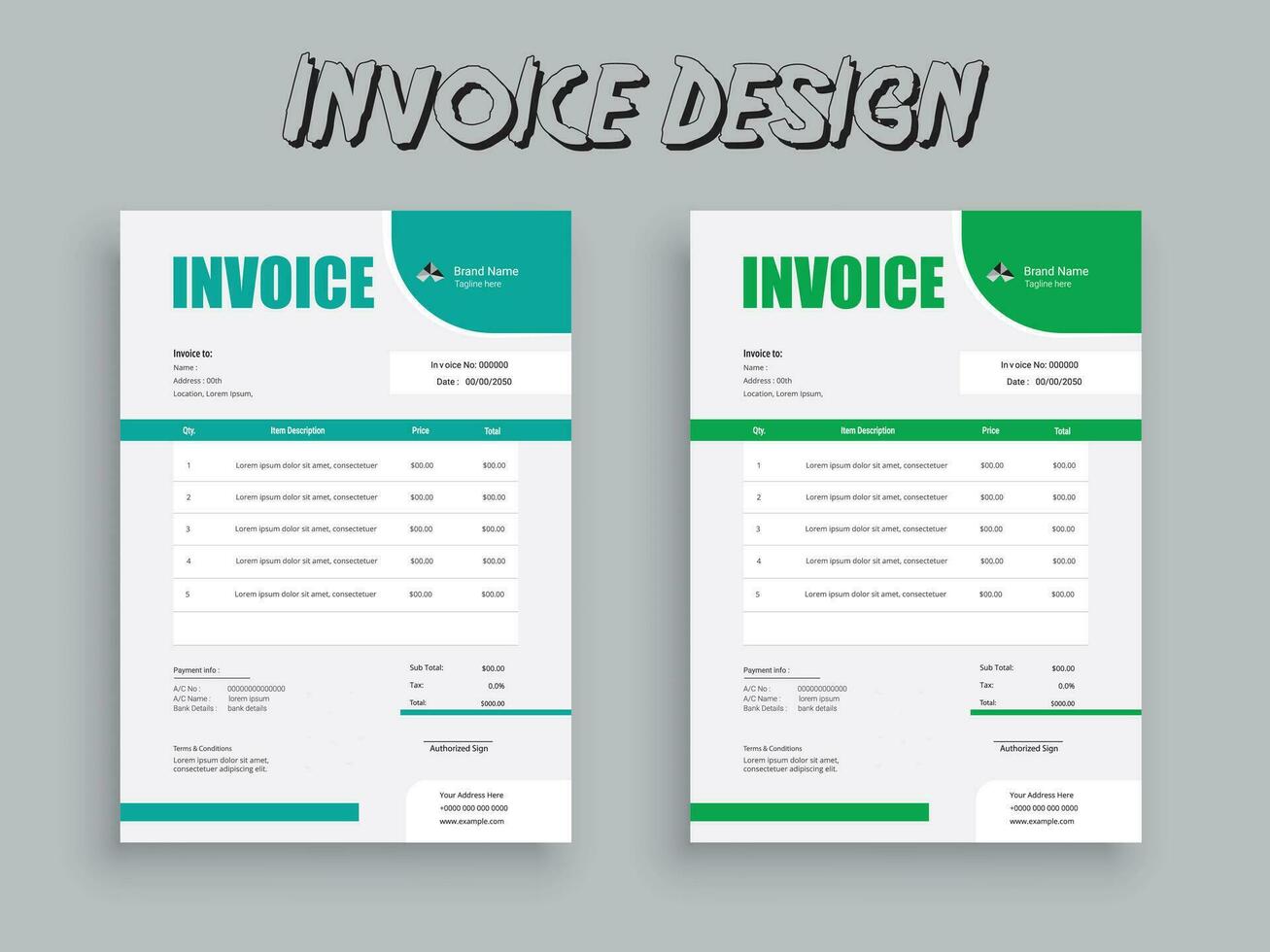 attività commerciale fattura modulo modello. fatturazione citazioni, i soldi fatture o listino prezzi e pagamento accordo design modelli. imposta modulo, conto grafico o pagamento ricevuta. vettore