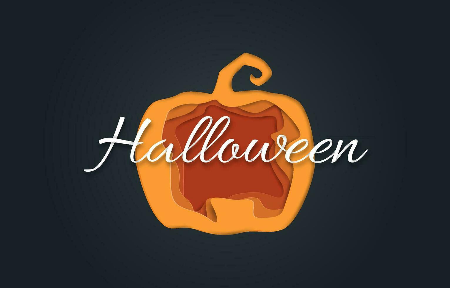 carta arte stile di Halloween zucca, vettore e illustrazione.