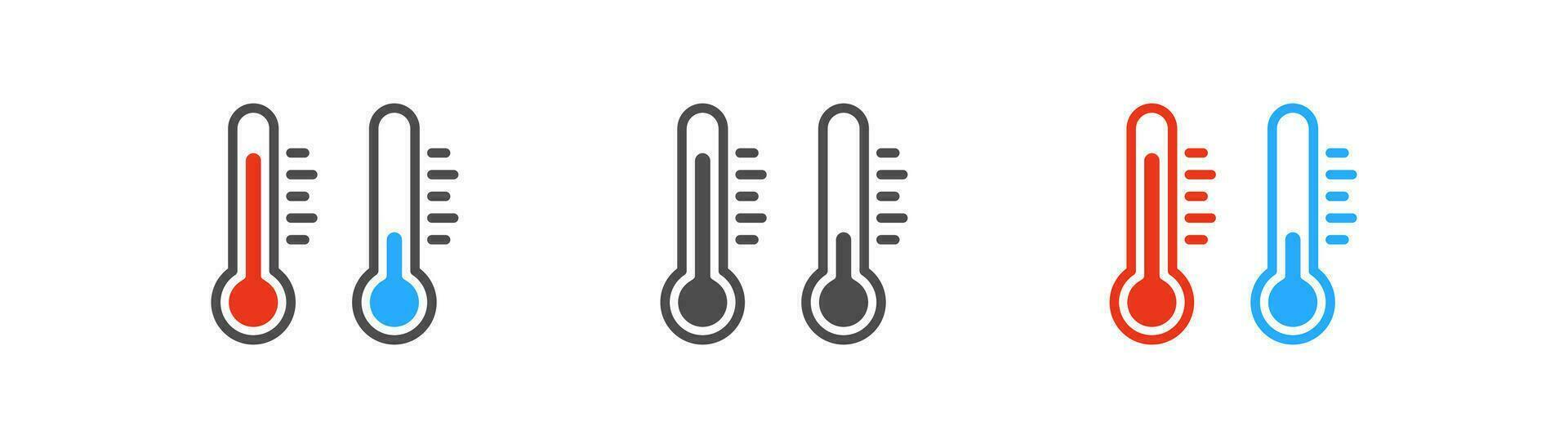 termometro per misurazione temperatura icona. temperatura simbolo. caldo aria, freddo aria, estate, inverno segni. schema, piatto e colorato stile icona per ragnatela design. vettore illustrazione.