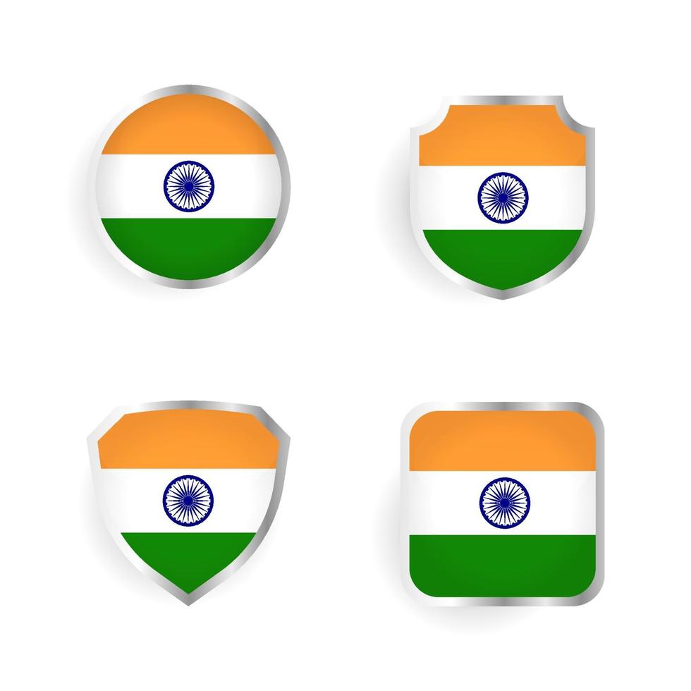 distintivo del paese dell'india e collezione di etichette vettore