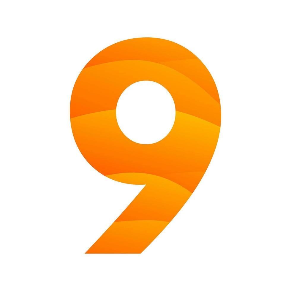 numero 9 pendenza icona logo design vettore