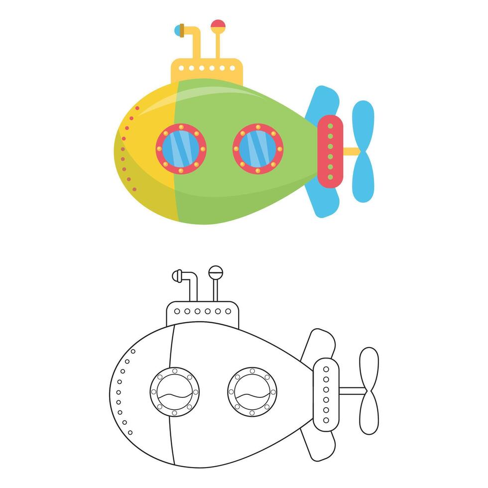 sottomarino colorazione pagine schema clipart vettore