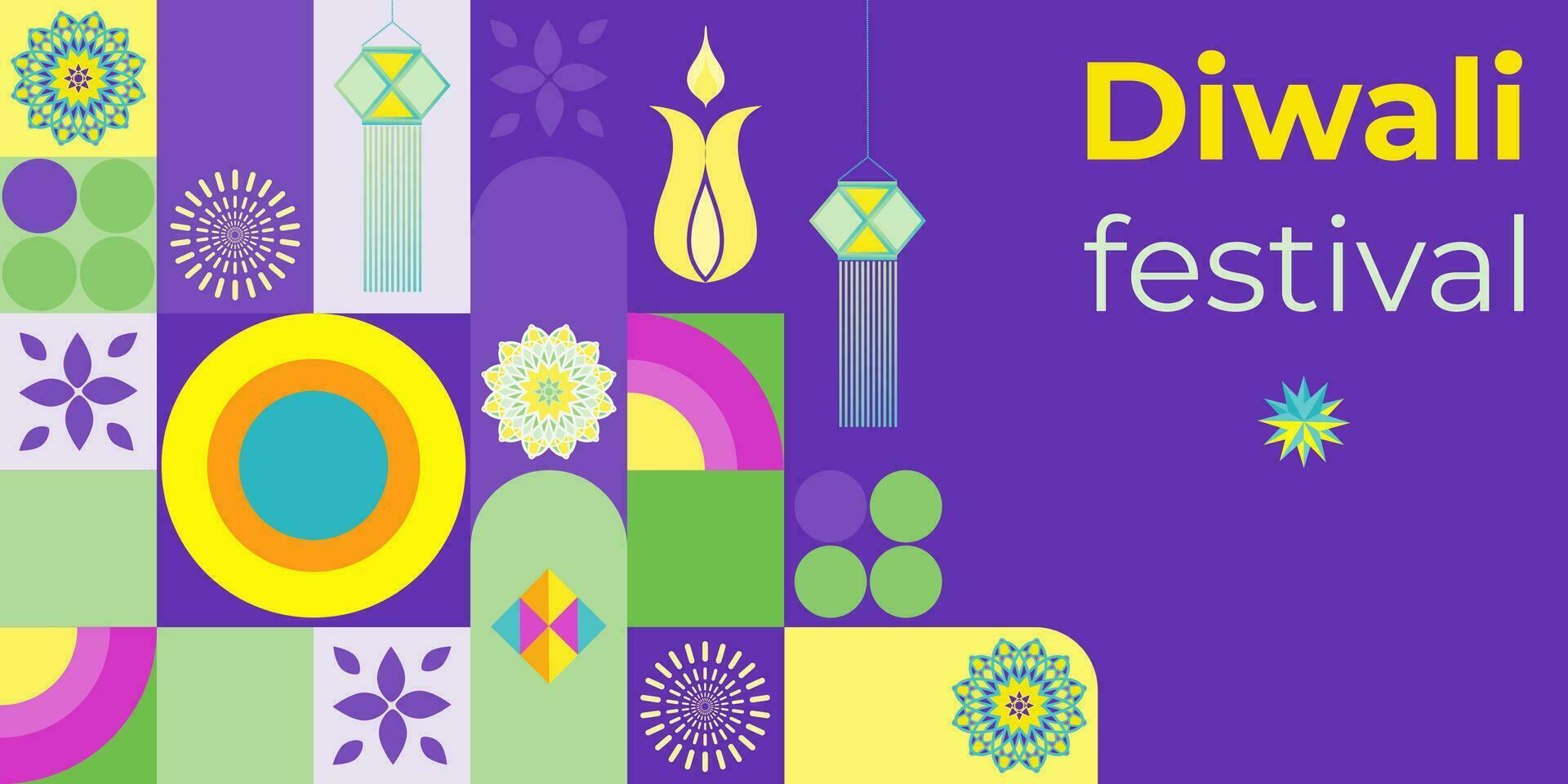 contento diwali, il Festival di luce. moderno geometrico minimalista design. vettore