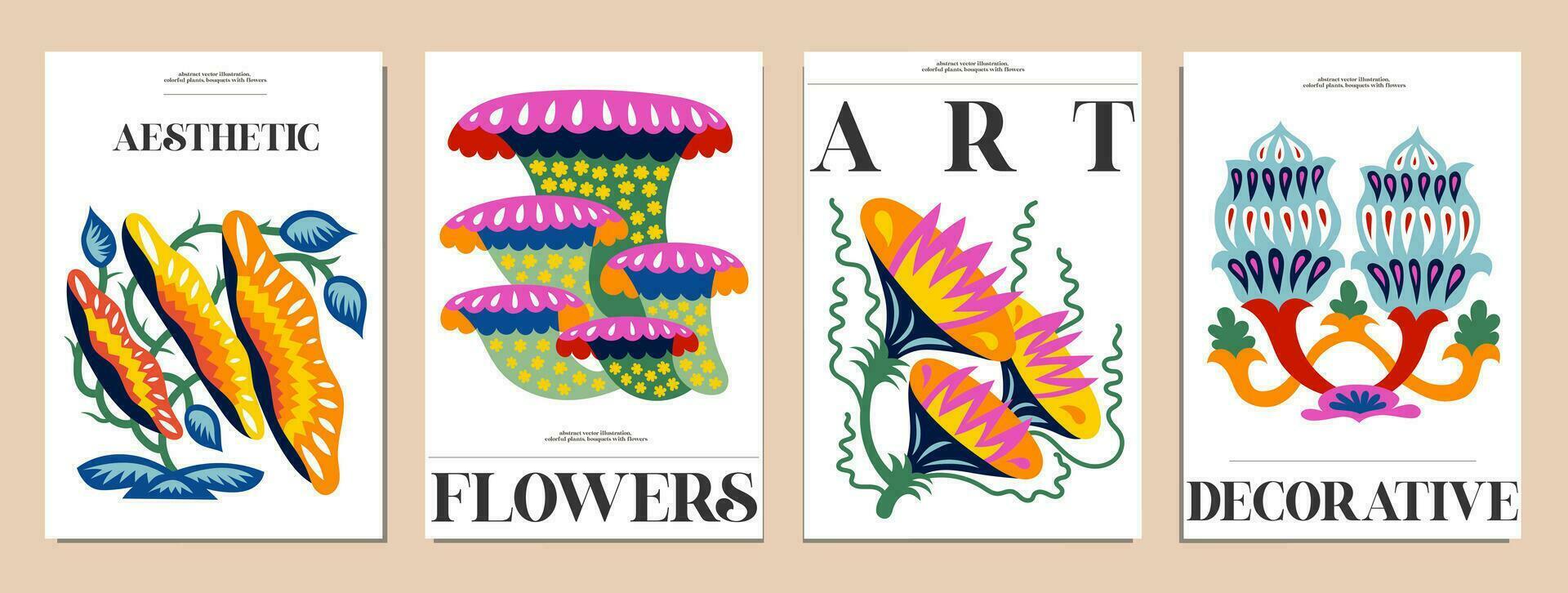 impostato di mazzi di fiori con fiori. interno la pittura. colorato illustrazioni di fiori per copertine, immagini. vettore illustrazione.