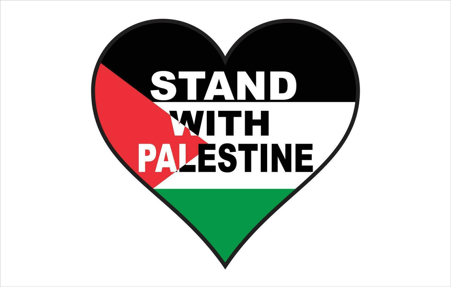 In piedi con Palestina con cuore icona vettore