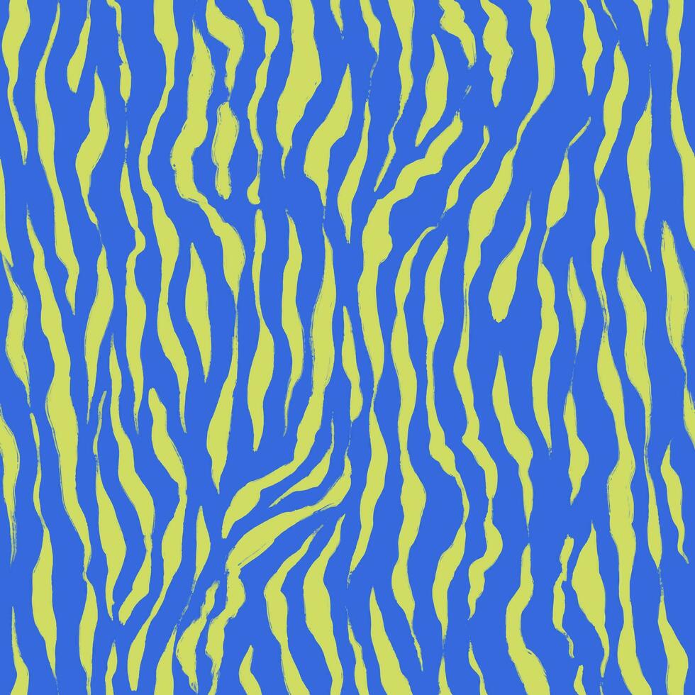 ondulato zebra senza soluzione di continuità modello. astratto mano disegnato matita scarabocchi. blu e giallo animale struttura vettore