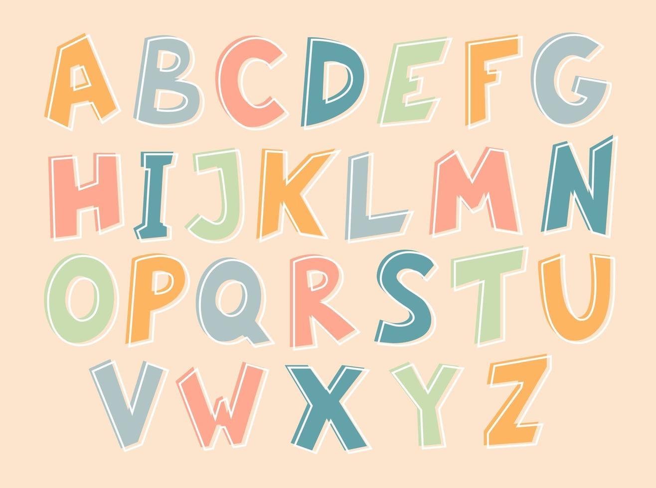 alfabeto inglese carino disegnato a mano vettore