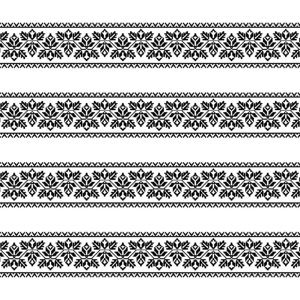 un' nero e bianca a strisce modello con geometrico fiori, ripetuto senza soluzione di continuità confine, modello vettore