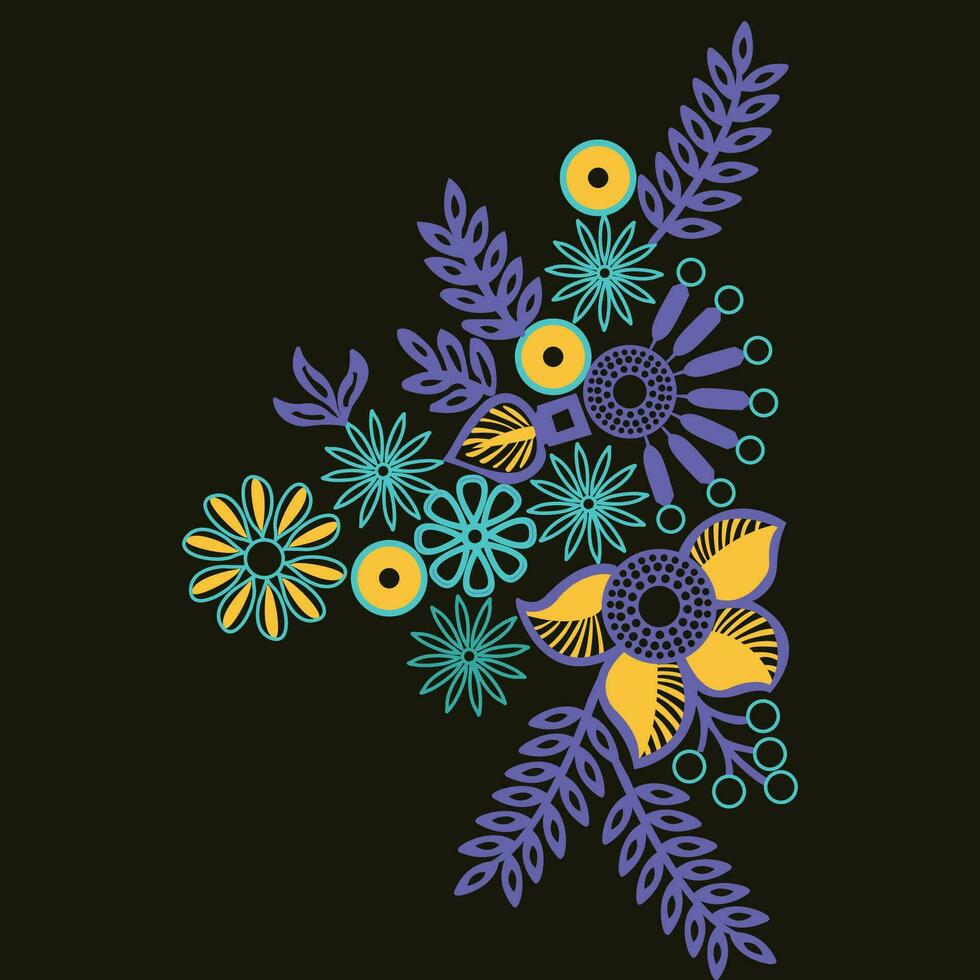 un' colorato mazzo di fiori contro un' buio sfondo vettore