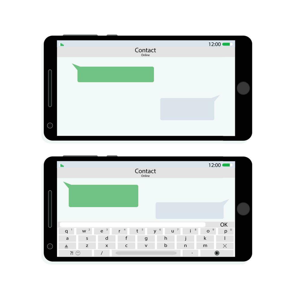 smartphone schermo interfaccia orizzontalmente messaggistica. vettore inteligente Schermo con Messaggio bolla e dialogo messaggistica sms illustrazione