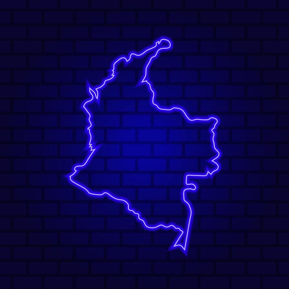 colombia incandescente insegna al neon sullo sfondo del muro di mattoni vettore