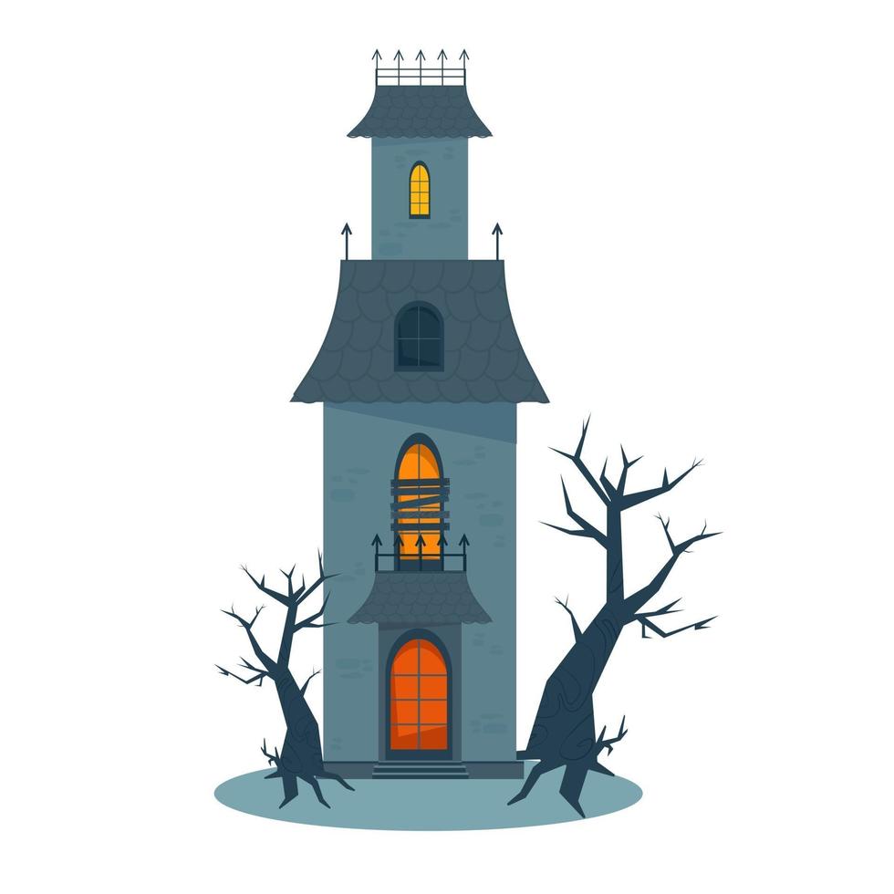 casa dell'orrore di halloween. illustrazione vettoriale in stile piatto