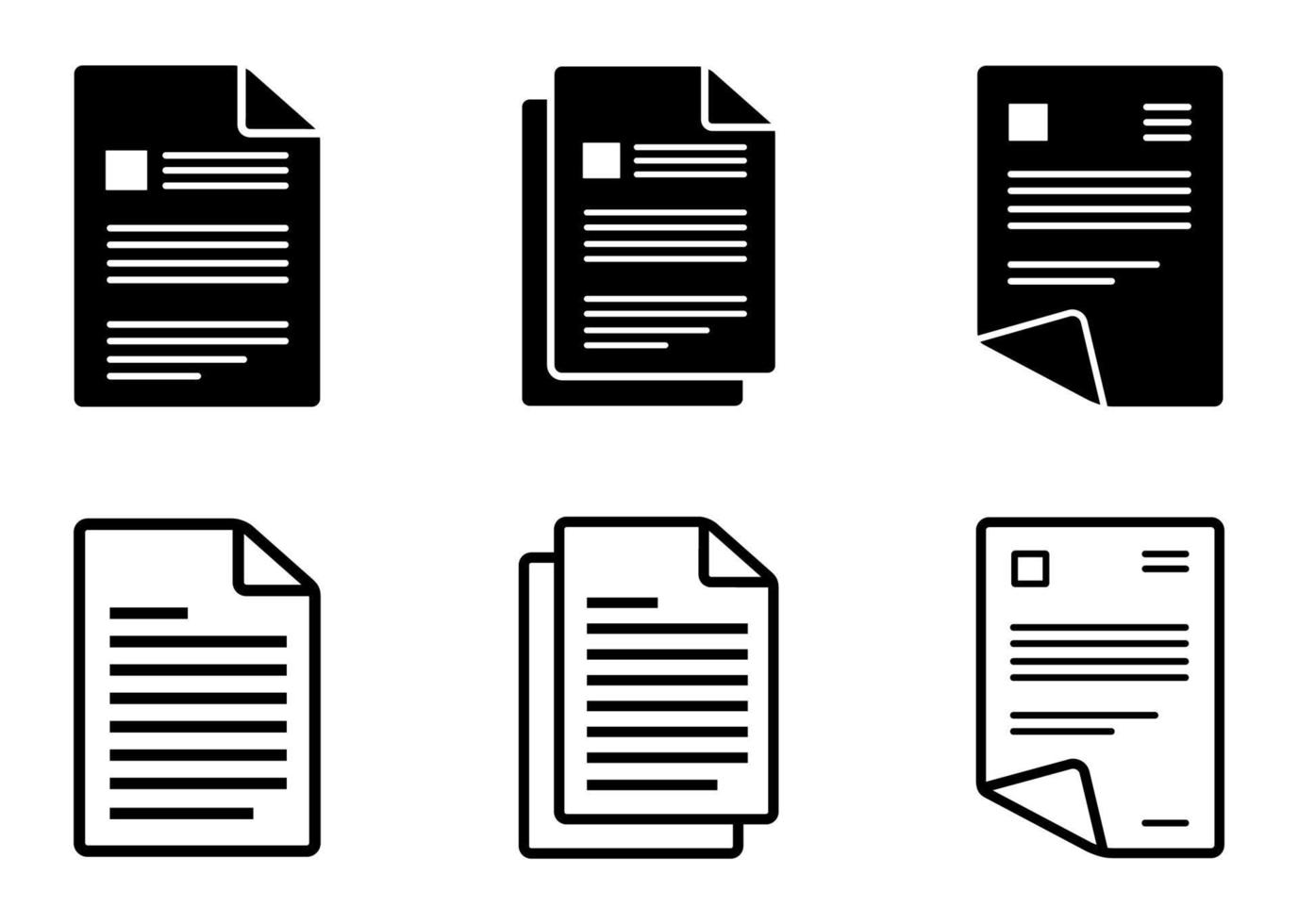 set di icone del documento - illustrazione vettoriale. vettore