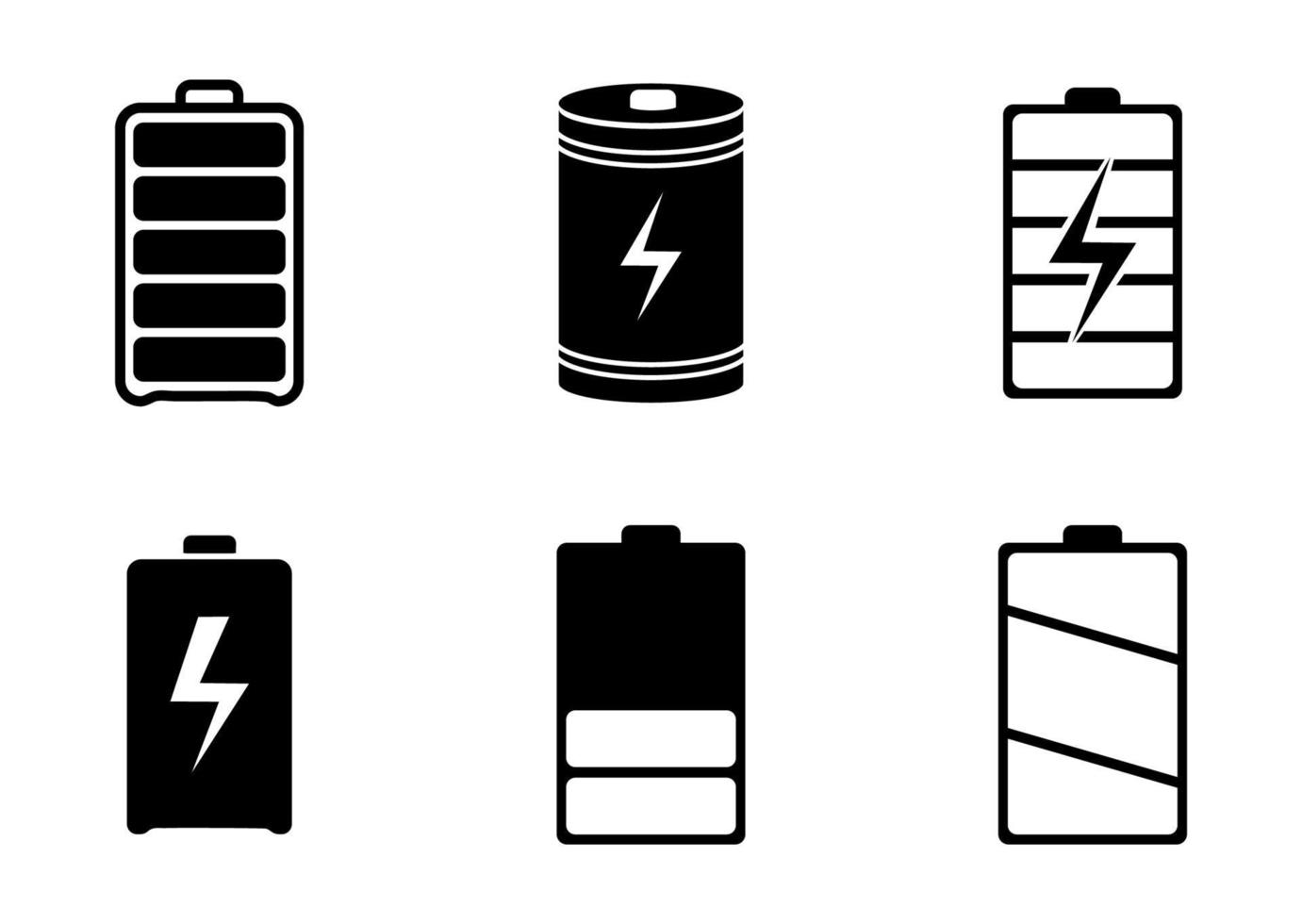 set di icone della batteria - illustrazione vettoriale. vettore