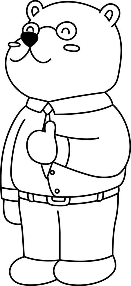 orso cartone animato personaggio carino la laurea cappello e grado schema vettore