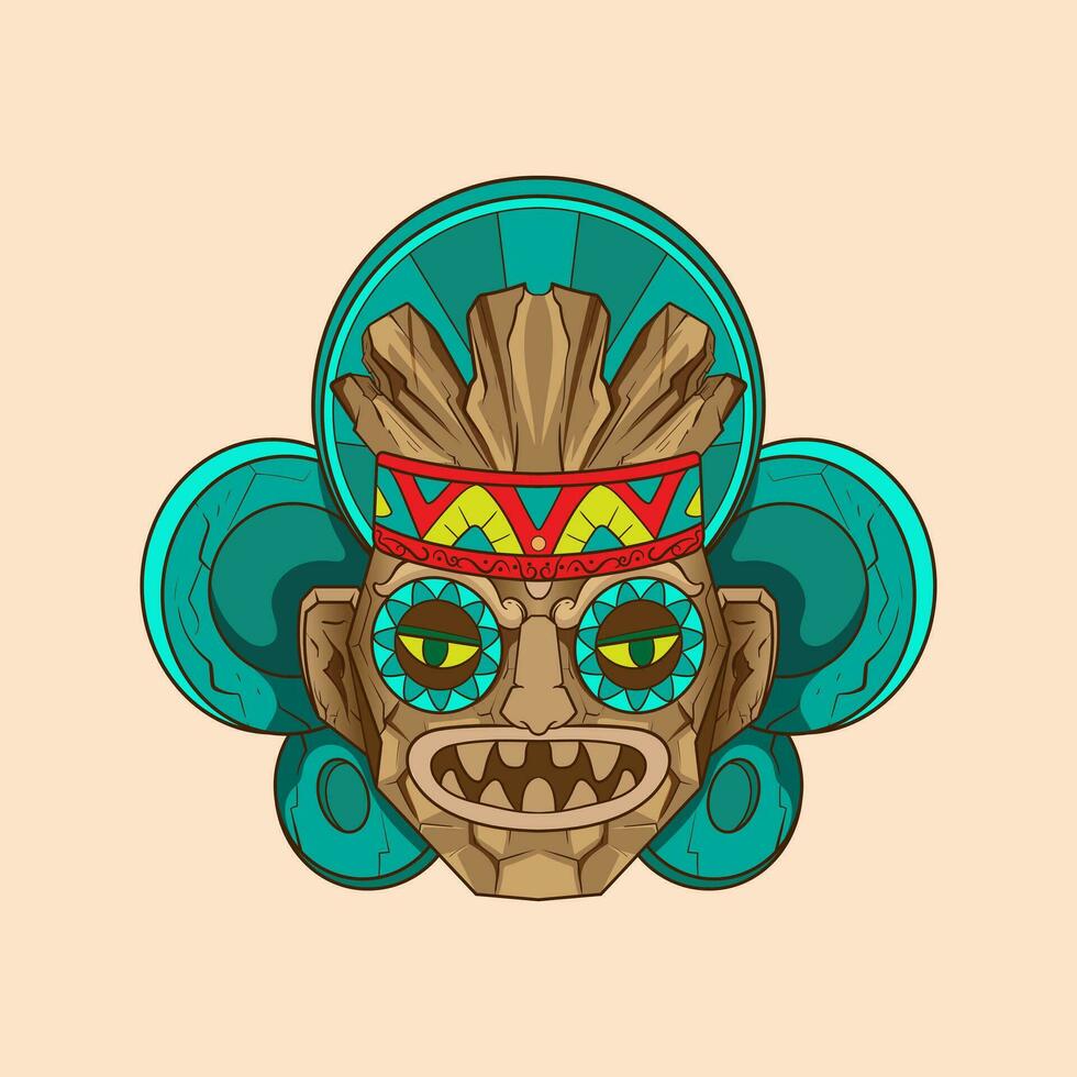 cultura tradizionale elementi tiki Festival, tiki maschera vettore illustrazione, tiki maschere per maglietta disegno, etichetta e parete arte