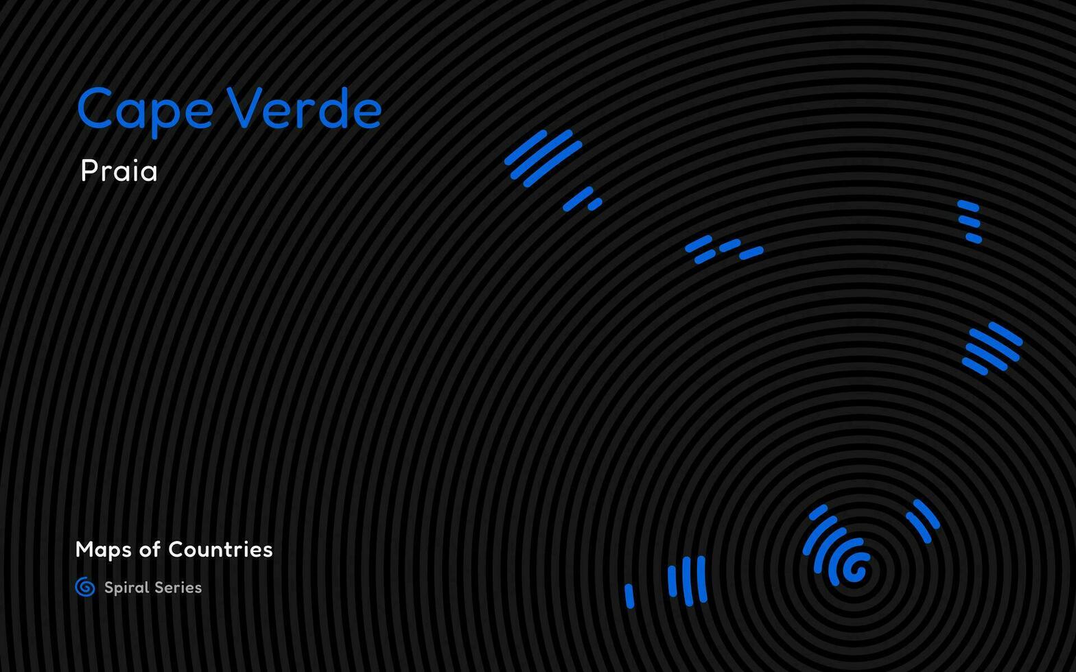 astratto carta geografica di capo verde cabo verde nel un' cerchio spirale modello con un' capitale di praia. africano impostare. vettore