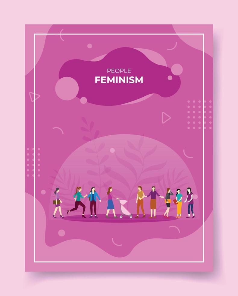 concetto di femminismo per modello di banner, flyer vettore