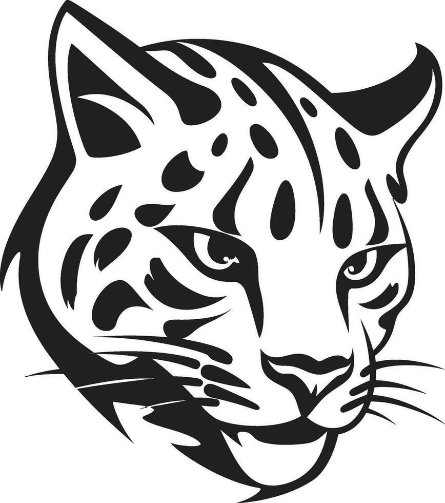 mistico sguardo fisso nero ocelot logo design ebano cacciatore vettore ocelot emblema