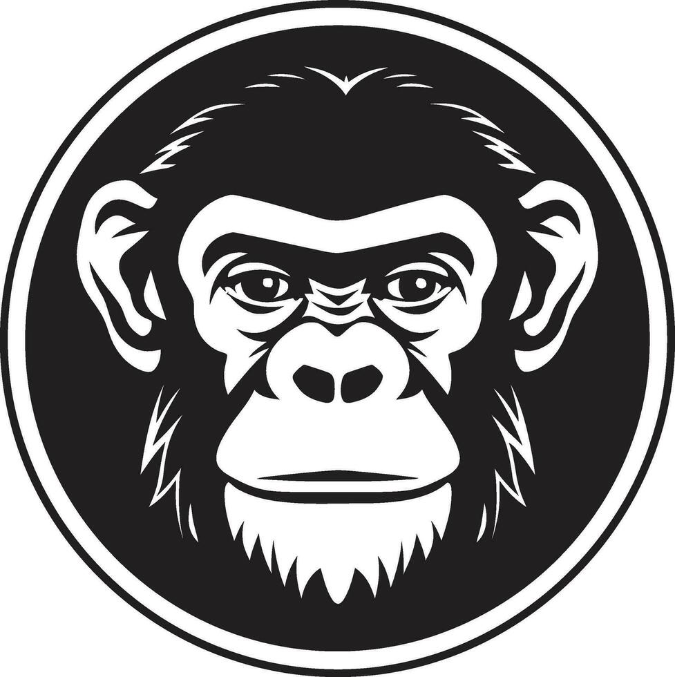elegante semplicità nero vettore scimmia logo maestoso scimmia nel monocromatico scimpanzé emblema