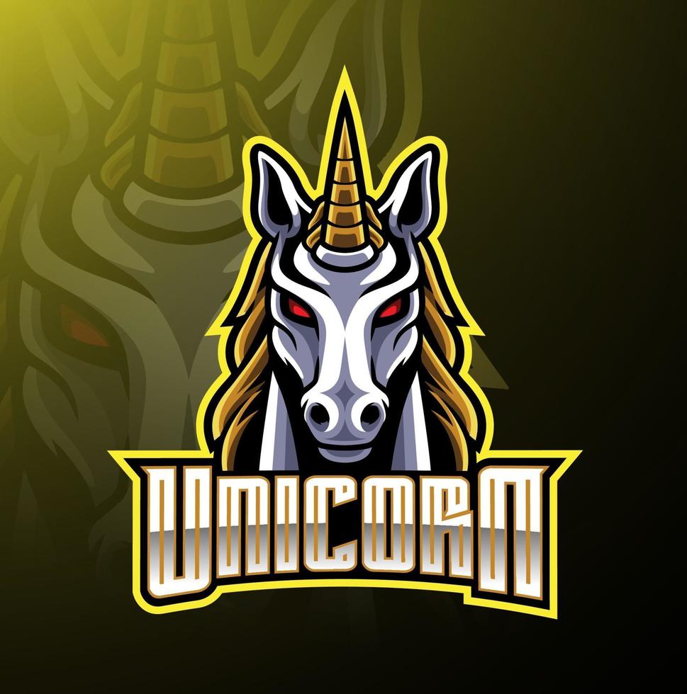 disegno del logo della mascotte della testa di unicorno vettore
