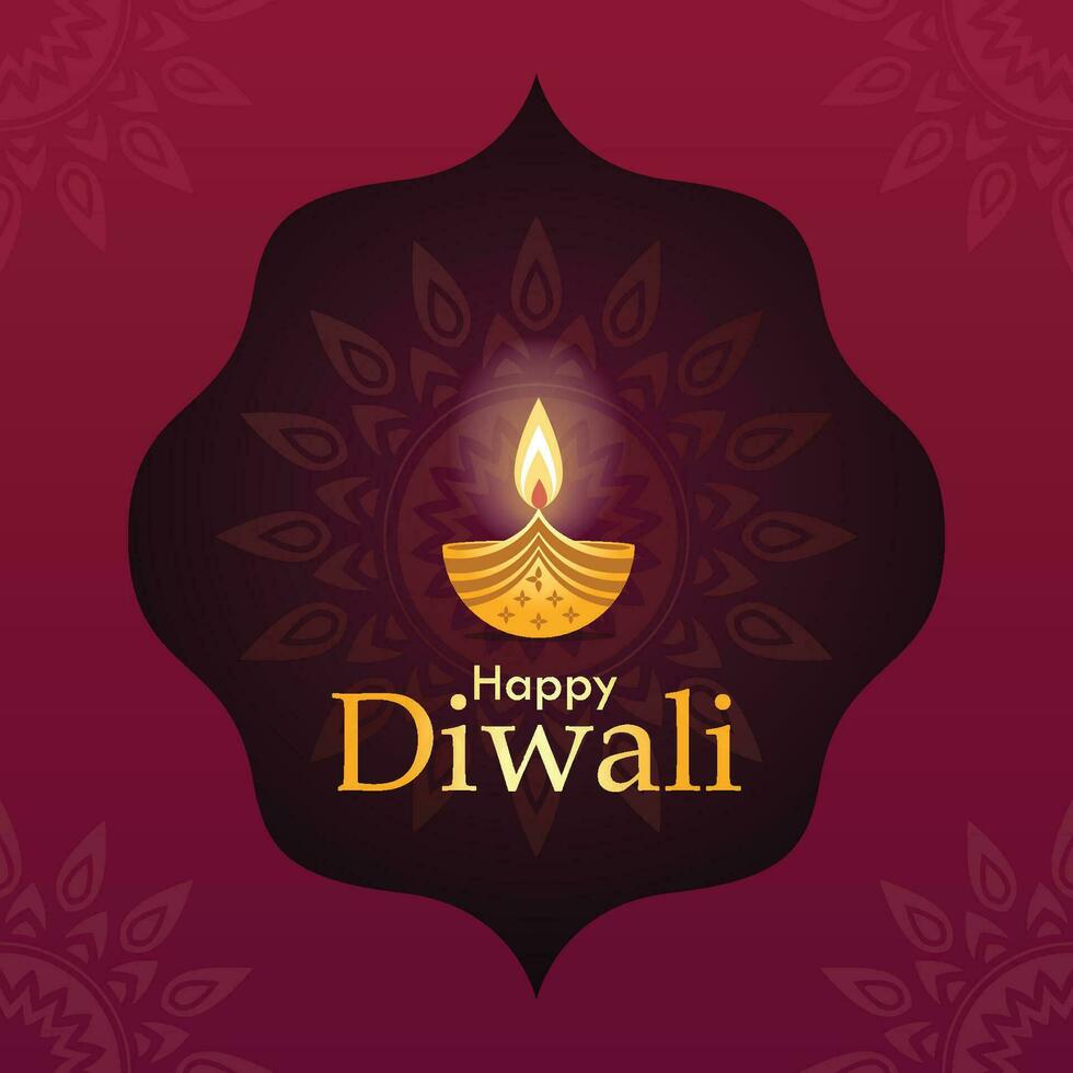 contento Diwali creativo bandiera design con diya vettore illustrazione