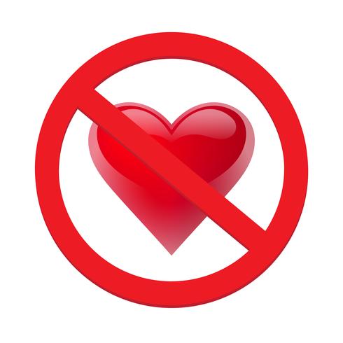 Divieto di amare il cuore. Simbolo di proibito e fermare l&#39;amore. Illustrazione vettoriale - Vector