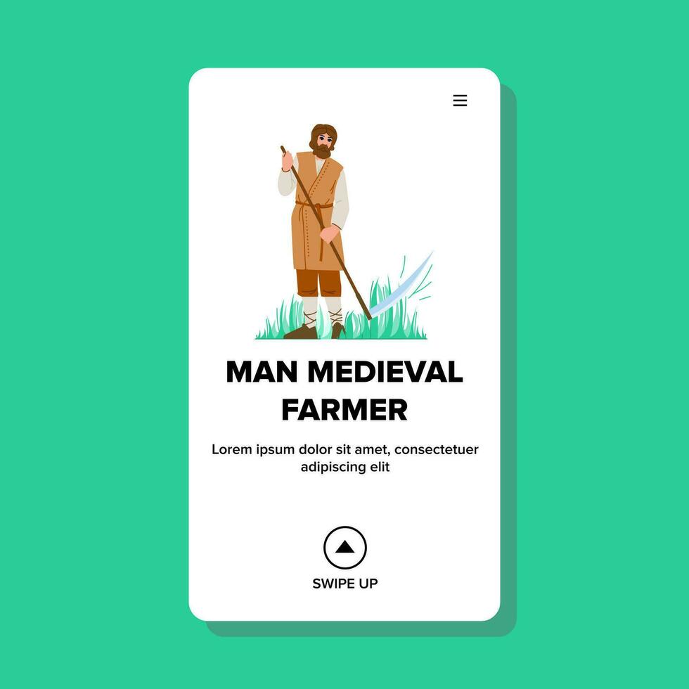 personaggio uomo medievale contadino vettore