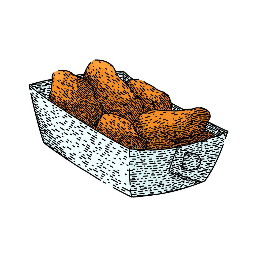 veloce fritte pollo schizzo mano disegnato vettore