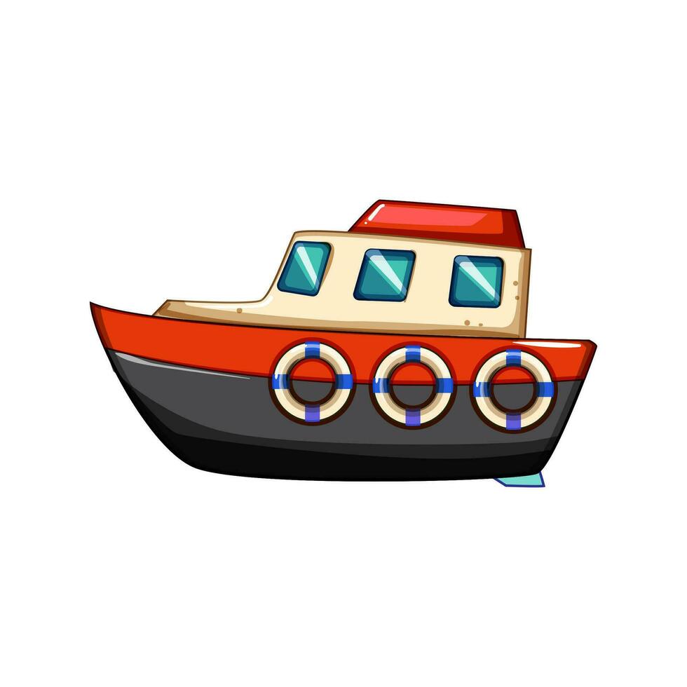 divertimento barca giocattolo cartone animato vettore illustrazione