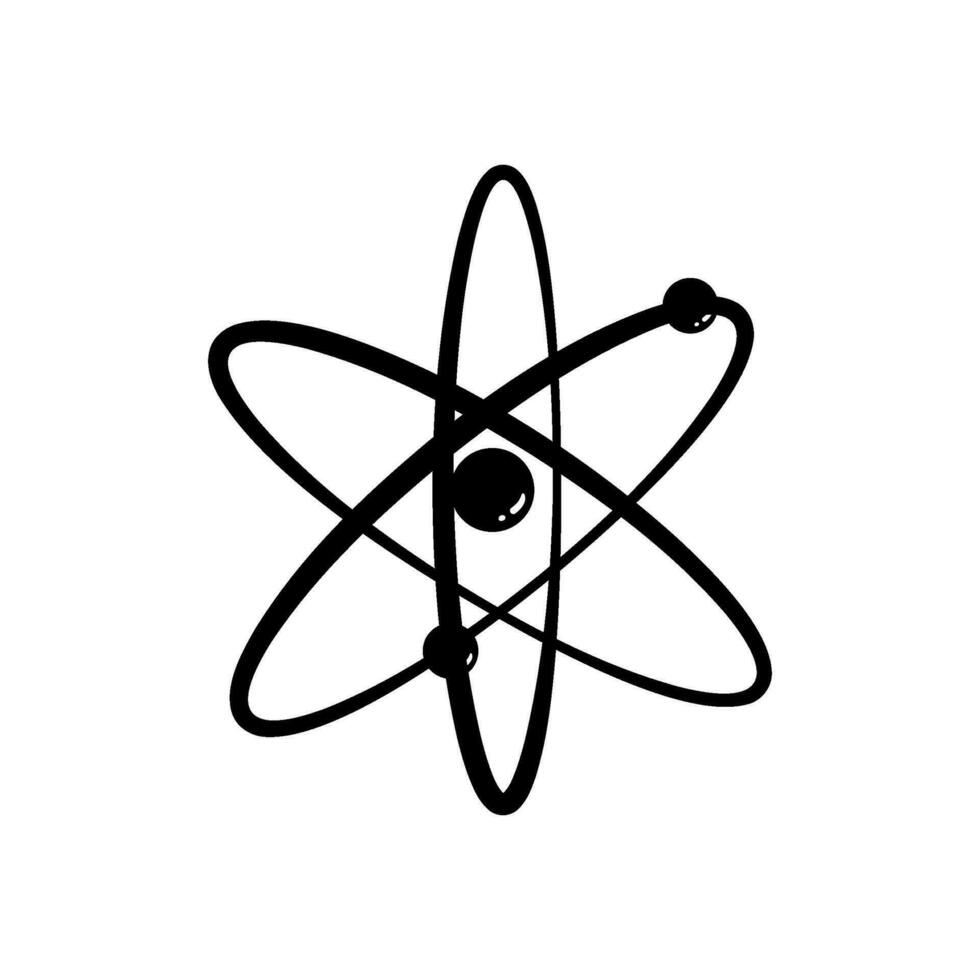 chimico atomo orbita cartone animato vettore illustrazione