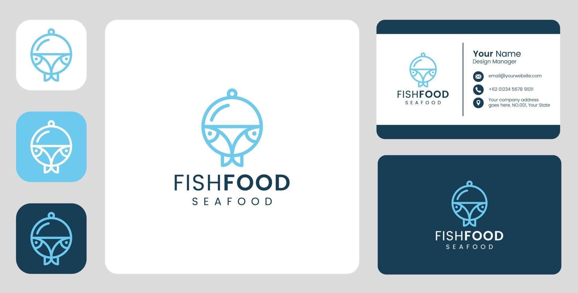 semplice logo di pesce con modello fisso vettore