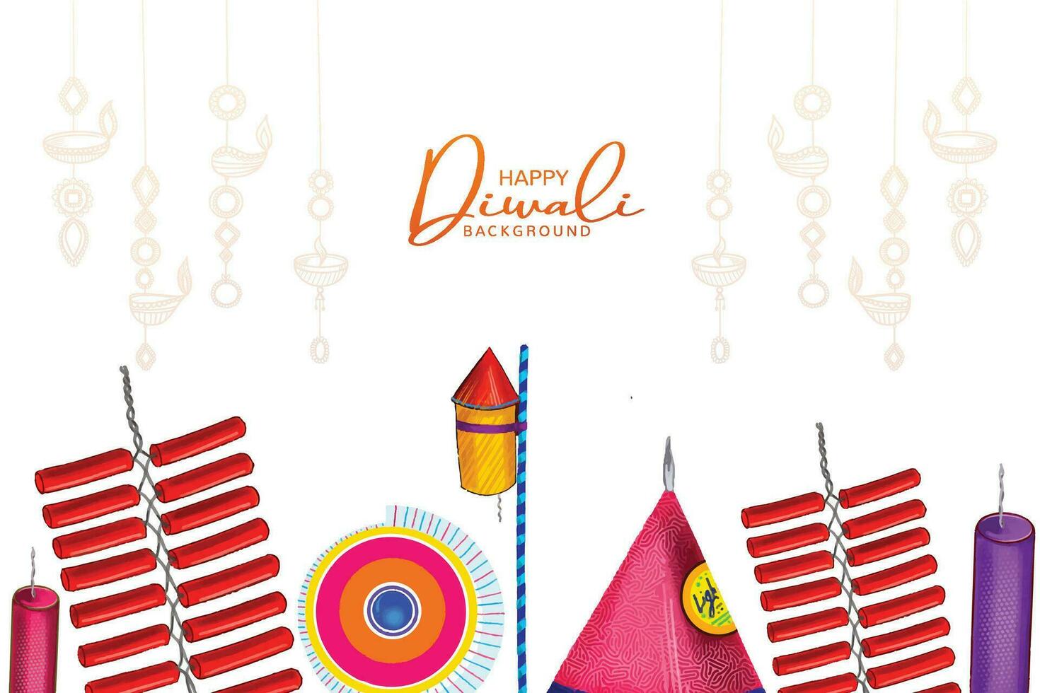 contento Diwali decorativo fuoco cracker celebrazione carta design vettore