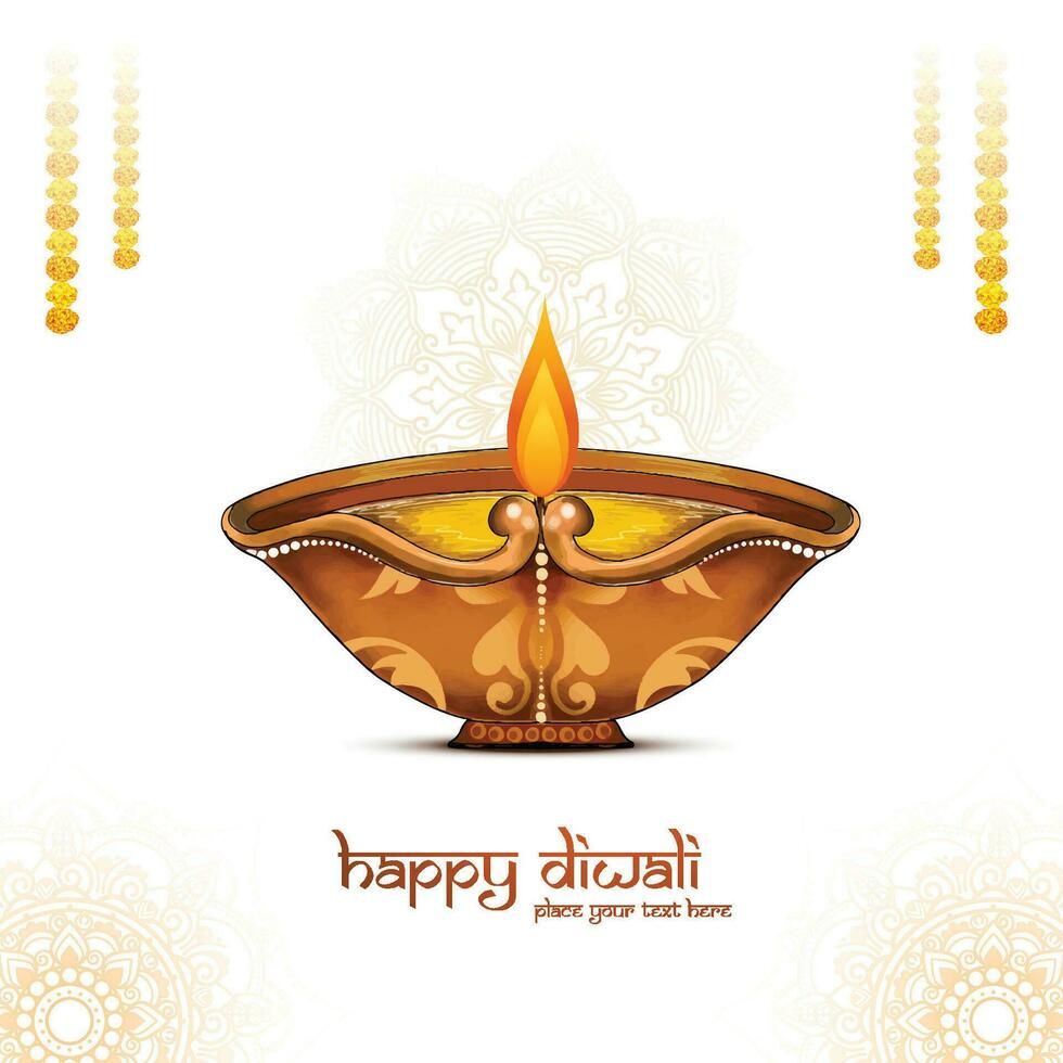 illustrazione di acquerello ardente diya su contento Diwali celebrazione sfondo vettore