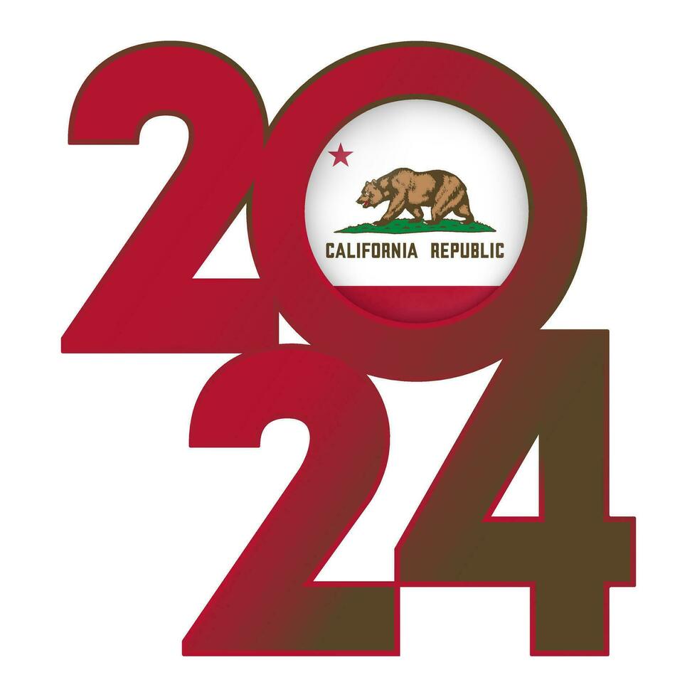 2024 bandiera con California stato bandiera dentro. vettore illustrazione.